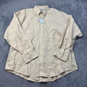 Castaway Nantucket Island Shirt Mens XL Linen Long Sleeve Button Up Embroidered
